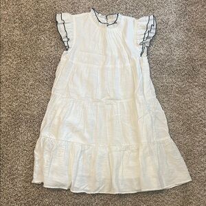 White Ruffled Tiered Sundress with Flutter Cap Sleeves